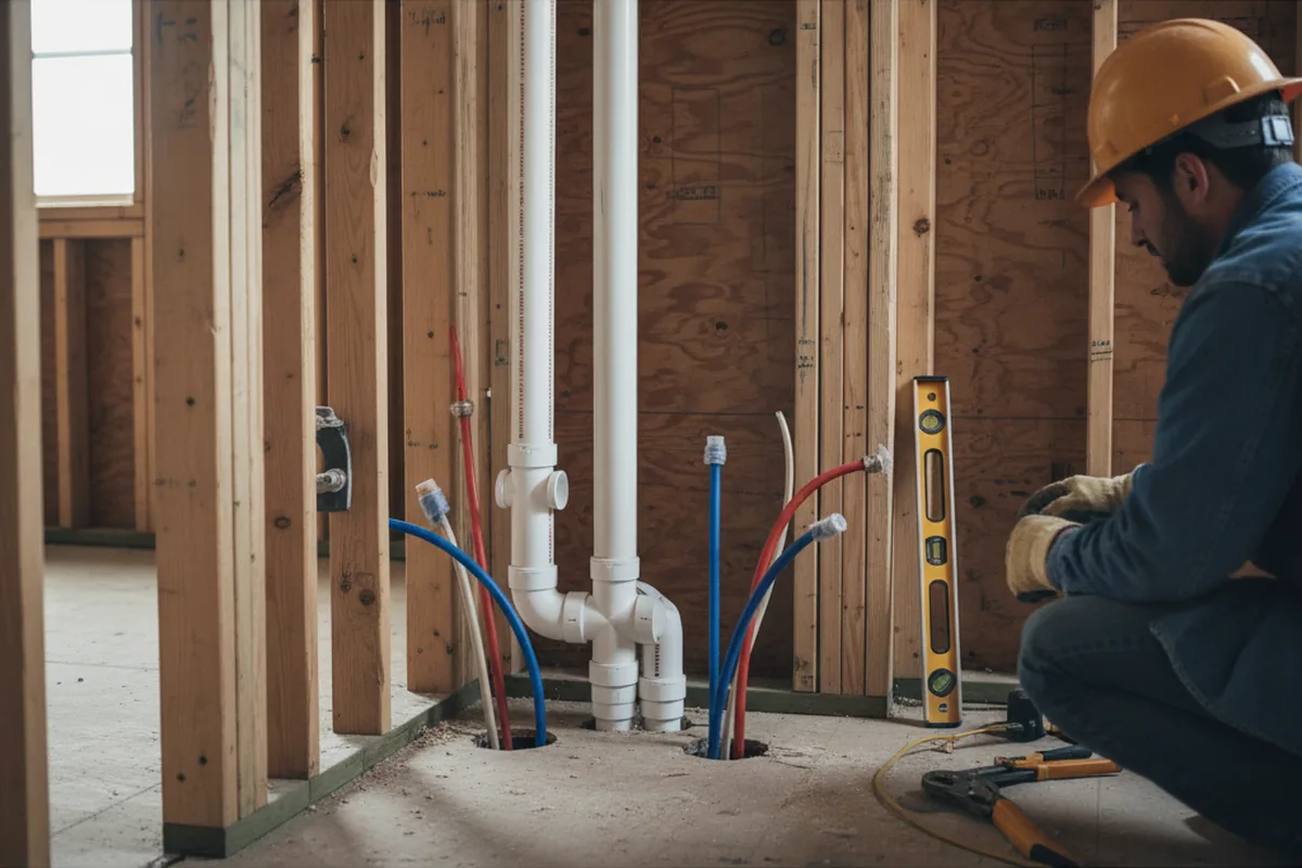 Drain and supply rough-in during Toilet Repair and Installation in Blue Jay