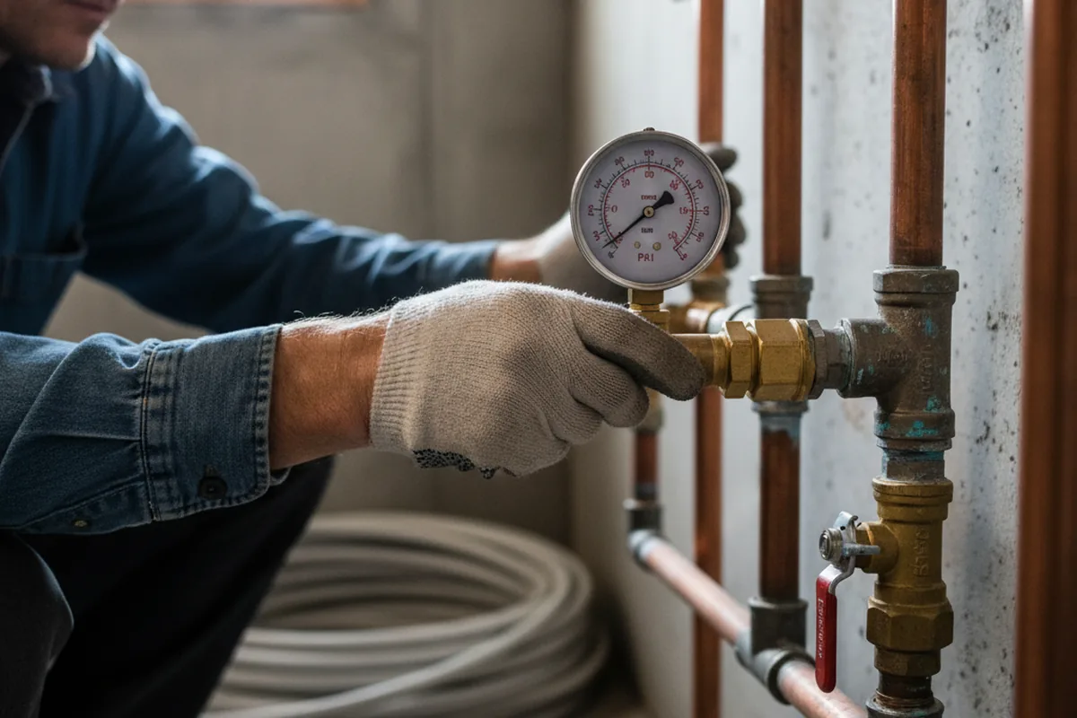Pressure testing a repaired line during Water Line Repair in Blue Jay